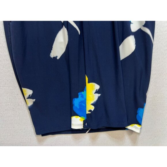 Lauren Ralph Lauren Womens Ruched Wrap V Neck Dress Cap Sleeve Sz 4P Navy Floral - Picture 10 of 10